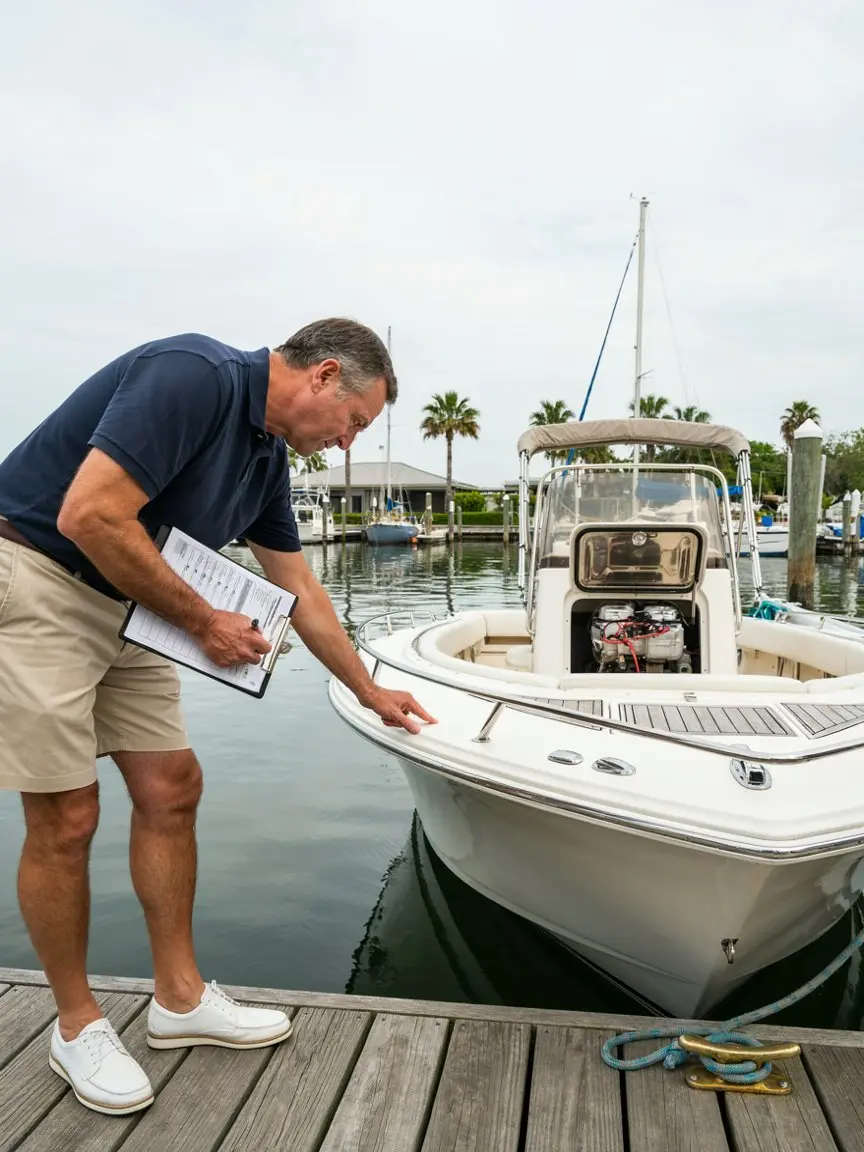 Boat inspection checklist for checking a used boat before buying