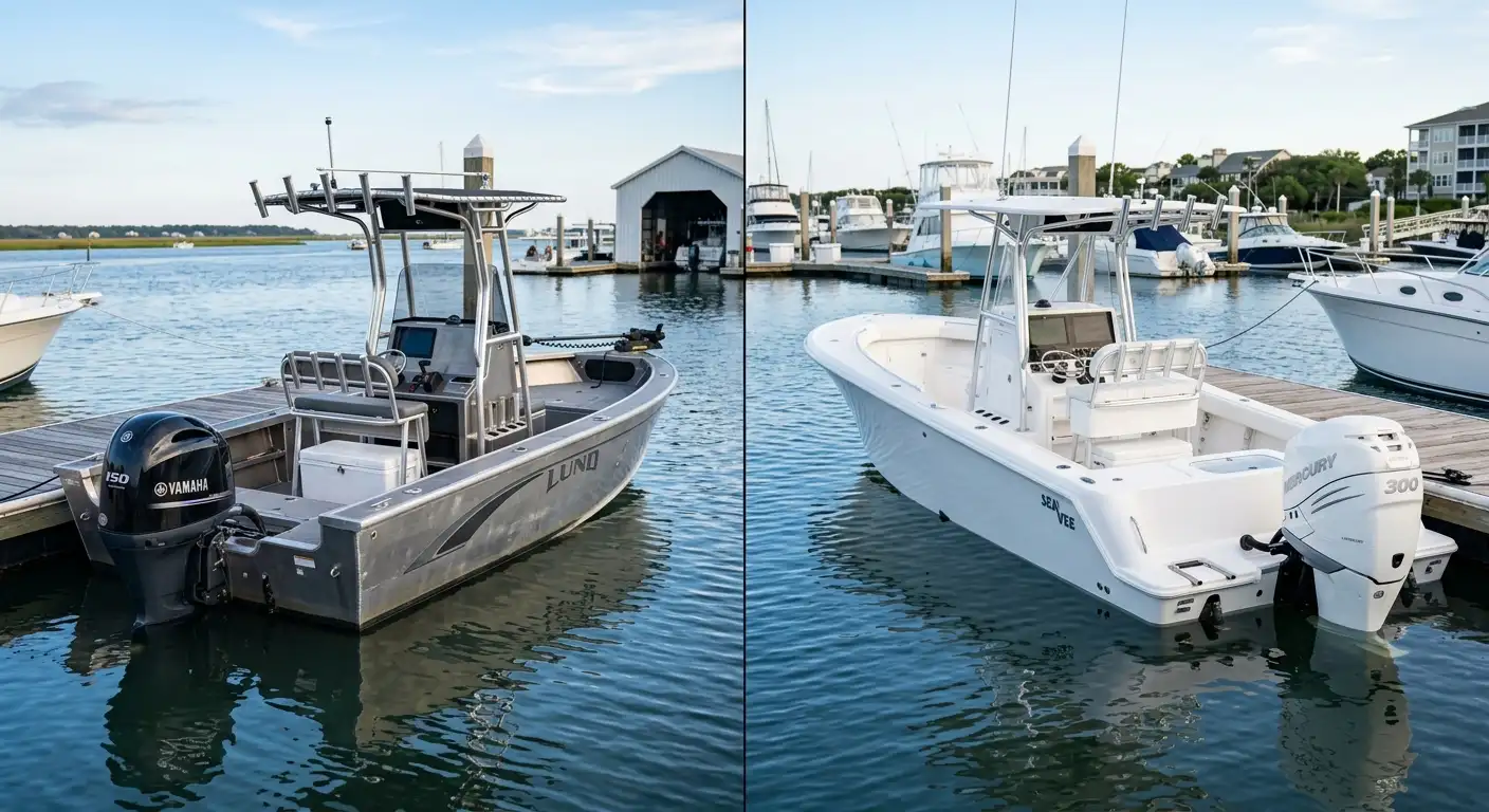Aluminum vs fiberglass boats side-by-side comparison on the water
