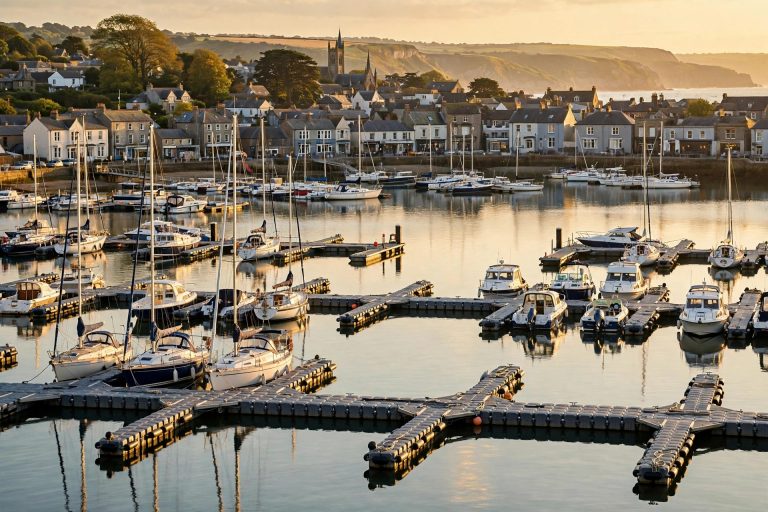 Boats moored at a UK marina
